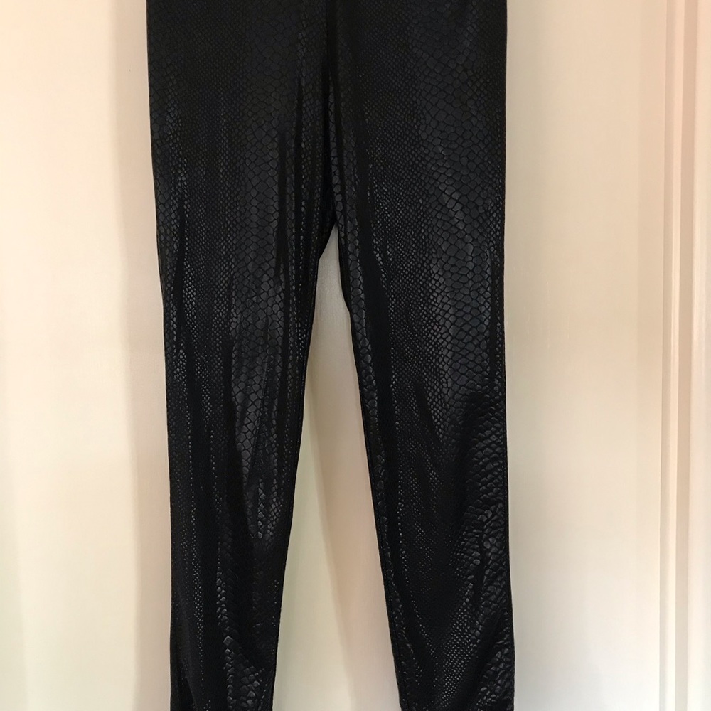 Black, snakeskin, leggings.